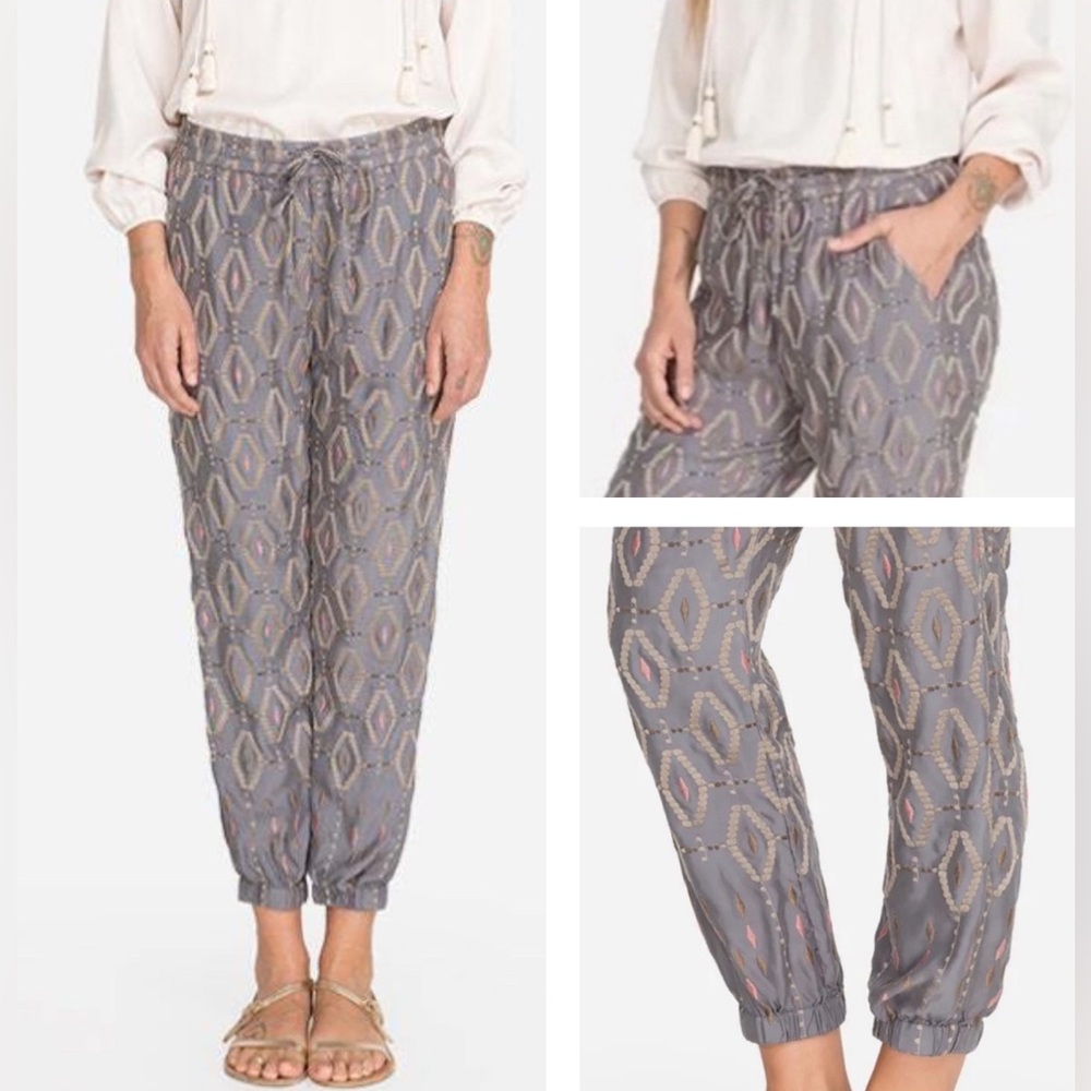 Johnny Was Diamond All Over Embroidered Pant Jogger